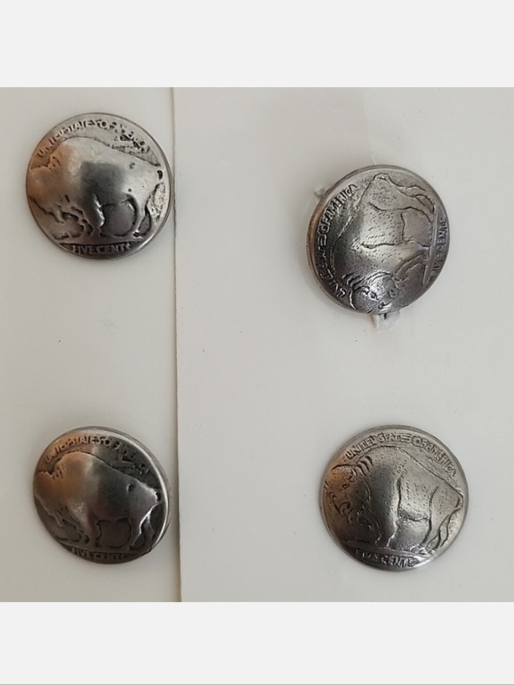 VTG 1980s Faux Five Cents Buffalo Coin Button Lot of 4
